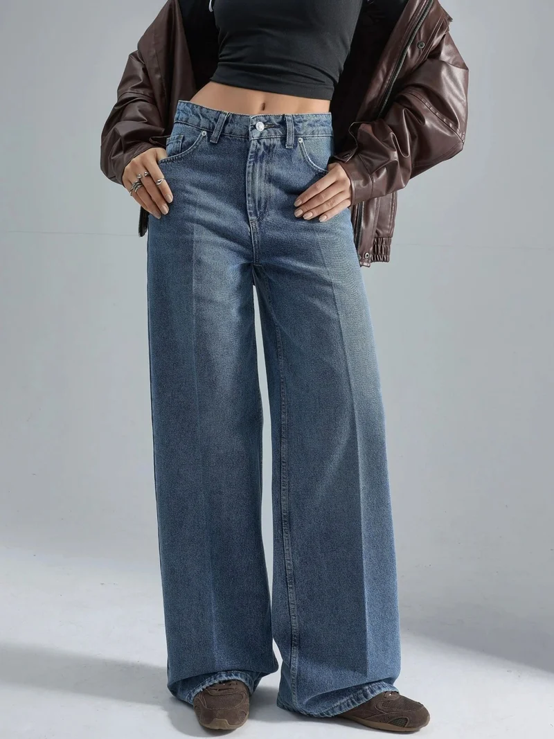 هيكاب جينز ساق واسعة بخصر عالٍ من سكووالو